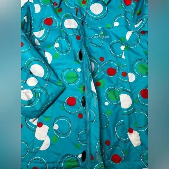 Bergson SKI-/SNOWBOARD Winter JACKET Blue Red Dots Size 16 Kids /176 cm
